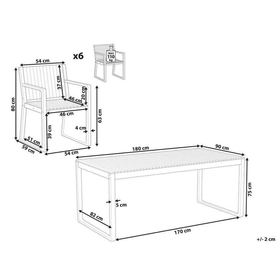 Beliani Set da pranzo per 6 persone en Legno d'acacia certificato FSC® Rustico SASSARI II  