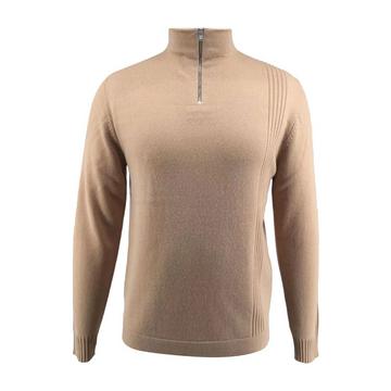 Pullover da uomo con mezza zip in lana merino