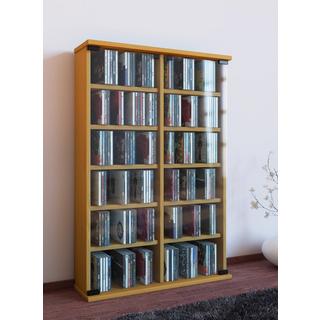 VCM Holz CD DVD Stand Regal Schrank Aufbewahrung Standregal Ständer Roma Glastür  