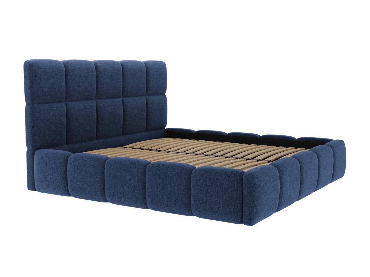 PASCAL MORABITO Lit coffre 140 x 190 cm - Tissu texturé - Bleu nuit - DAMADO de Pascal Morabito  