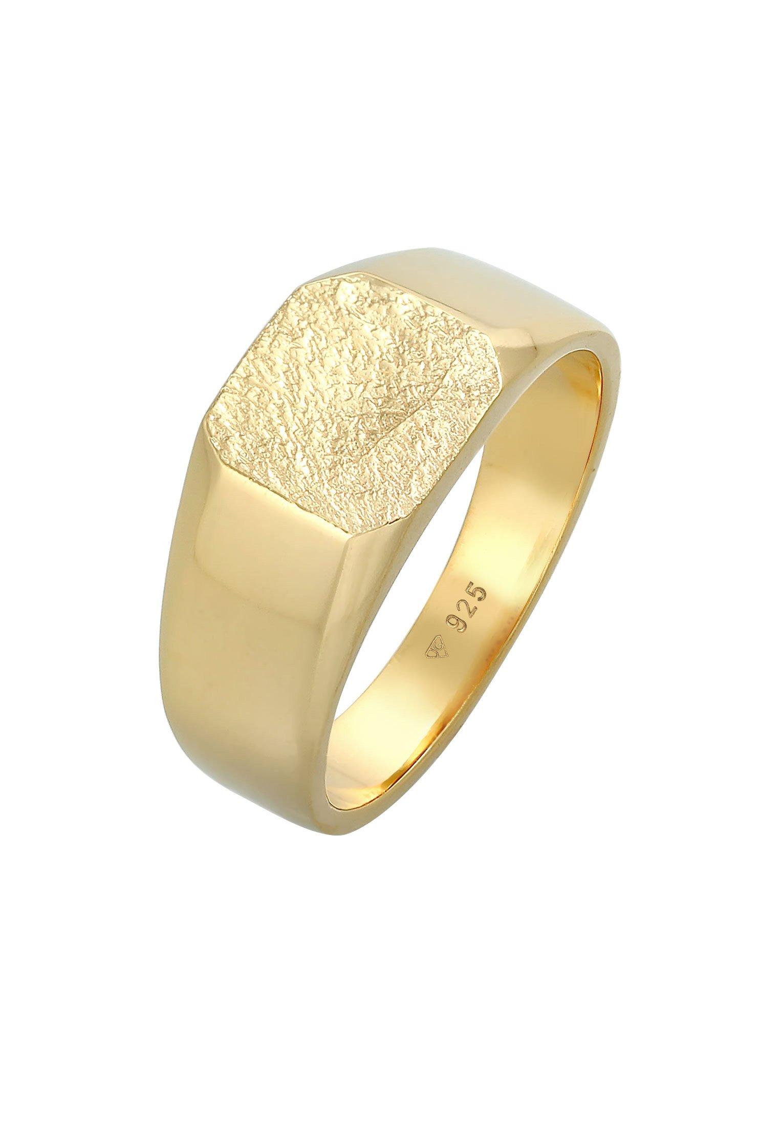 Image of Ring Basic Siegelring Quadrat Matt 925 Silber Damen Gold 58mm