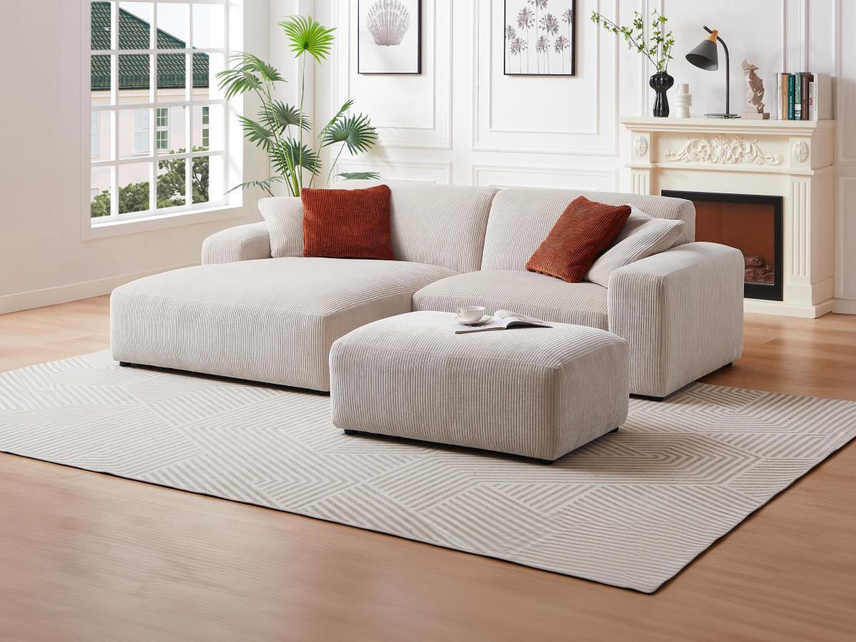 Maison Céphy Ecksofa - Ecke links - Cord - Beige - TIRONO von Maison Céphy  