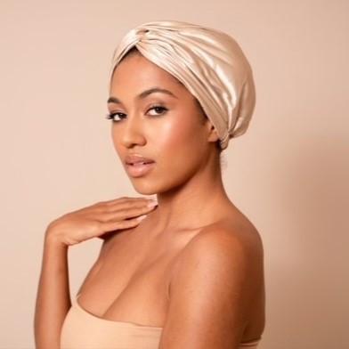 VBEAUTY  Premium Seiden Turban - Champagner 