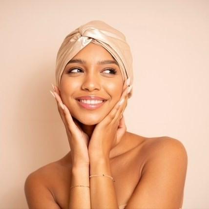 VBEAUTY  Premium Seiden Turban - Champagner 