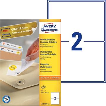 AVERY ZWECKFORM Etiketten 199,6x143,5mm L4734REV1 weiss 200 Stück