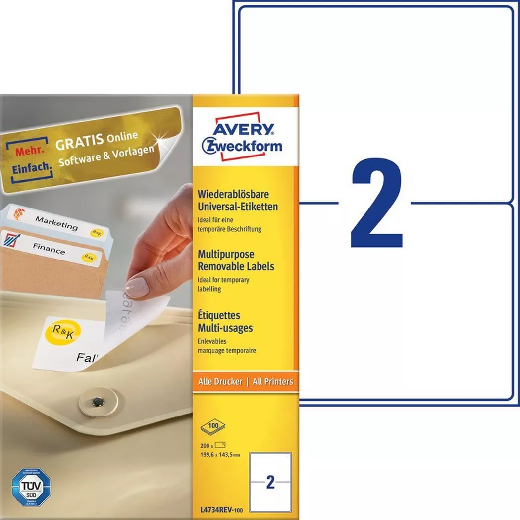 Avery-Zweckform – AVERY ZWECKFORM Etiketten 199,6×143,5mm, 200 Stück, One Size, Weiss