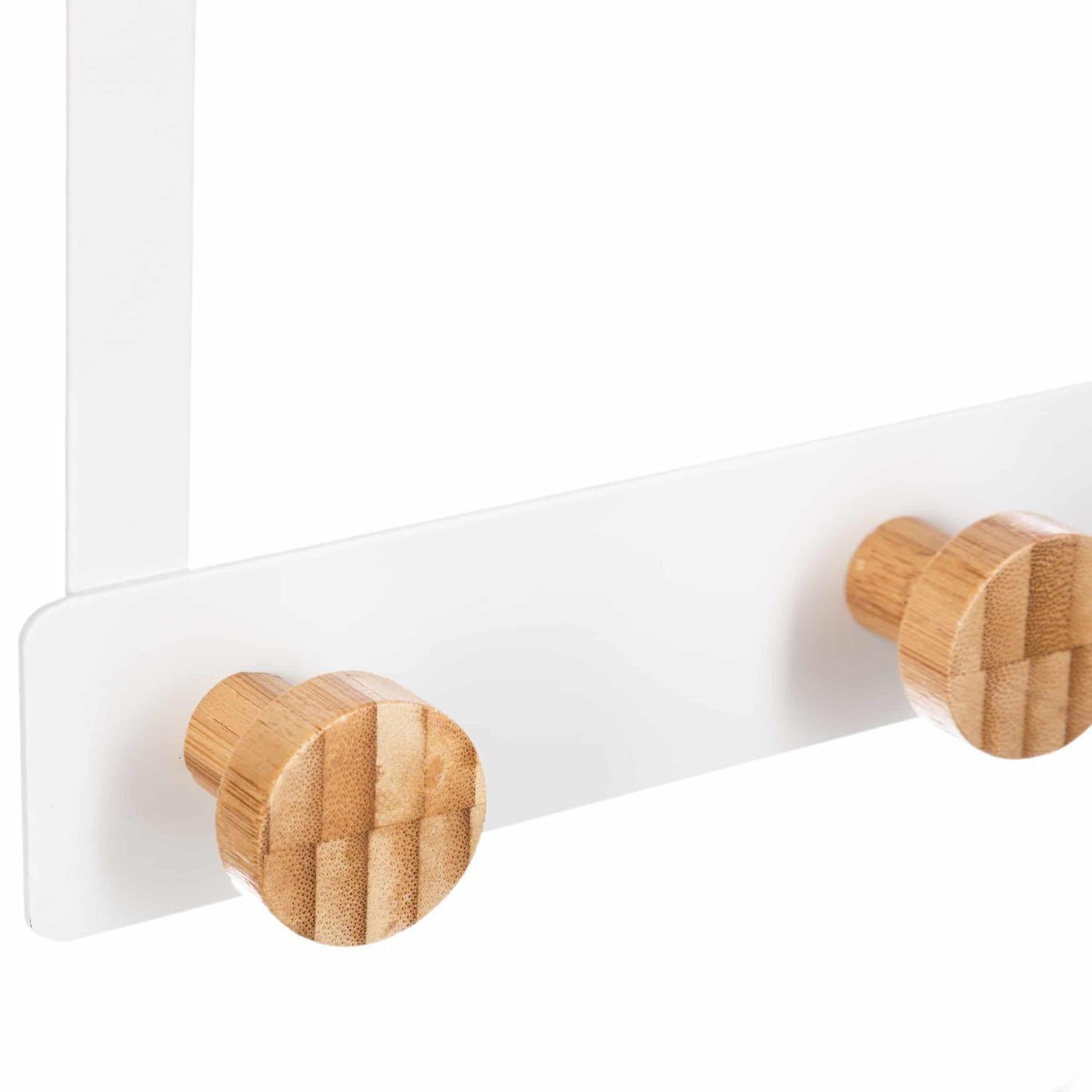 Northix Affichette de Porte, Blanc / Bambou - 3 Crochets  