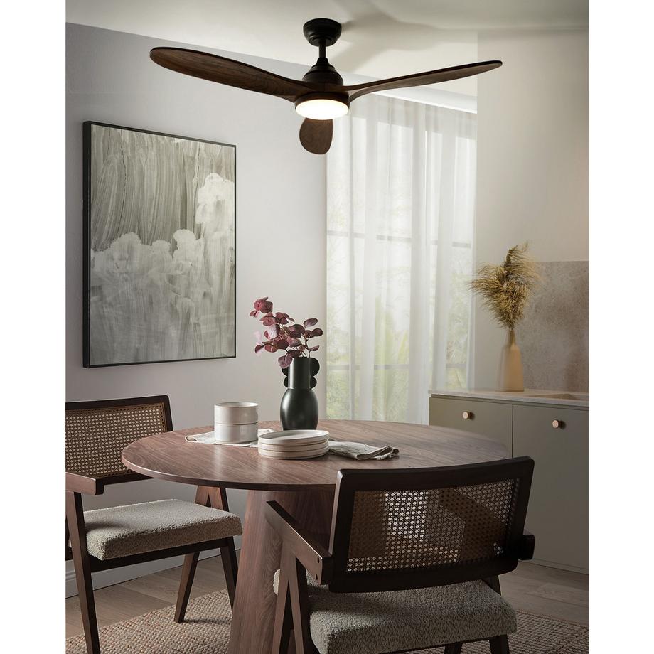 Beliani Ventilatore a soffitto con luce en Legno di Paulownia Classico MOYAR  