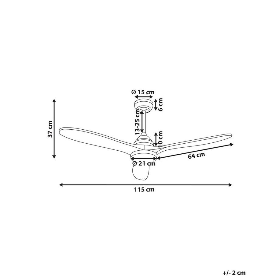 Beliani Ventilatore a soffitto con luce en Legno di Paulownia Classico MOYAR  