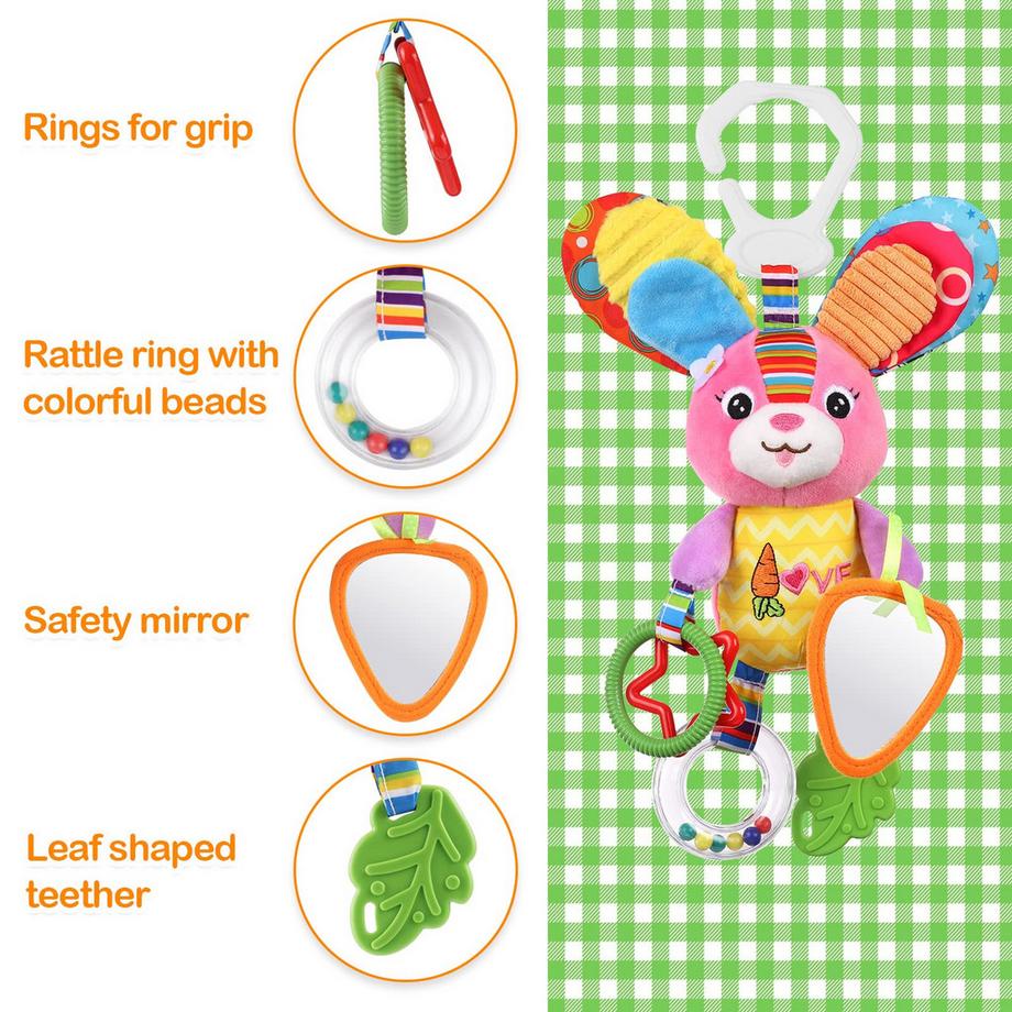 Activity-board  Jouets pour bébés, jouets pour enfants en peluche, hochets pour bébés avec dentition pour mordre, jouets pour poussettes et voitures pour enfants en bas âge. 