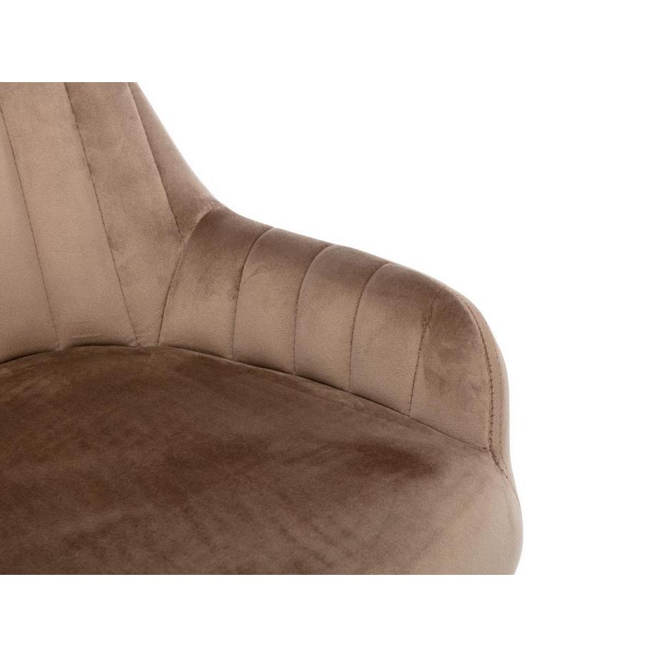 Vente-unique Tabouret de bar en velours et pieds bois de hêtre - Beige - ELEANA  