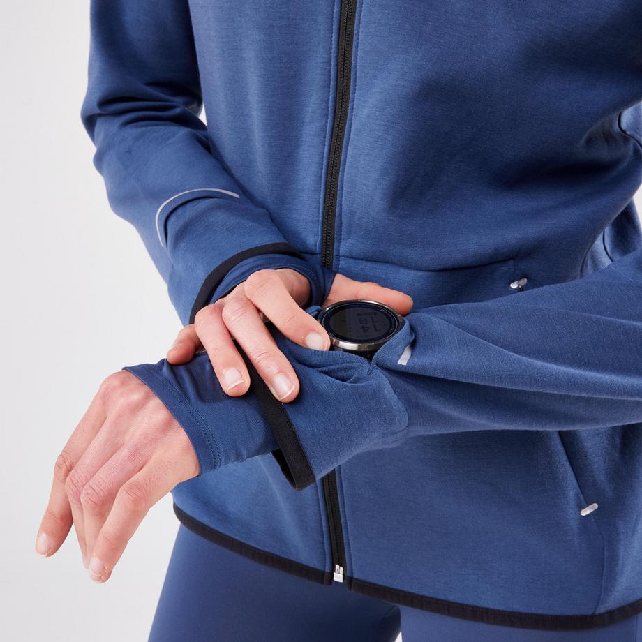 KIPRUN  Giacca running donna calda maniche lunghe tessuto 