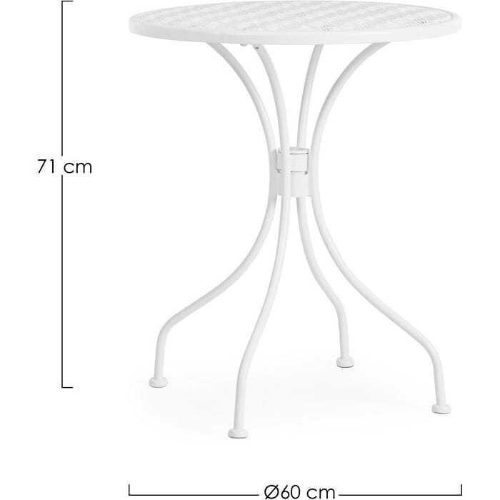 mutoni Table de jardin Lizette blanche ronde années 60  