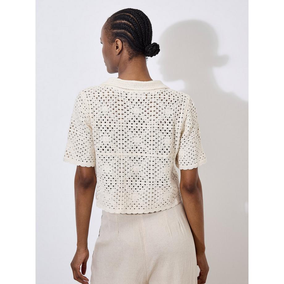 APRICOT Cardigan en coton au crochet à motif floral  