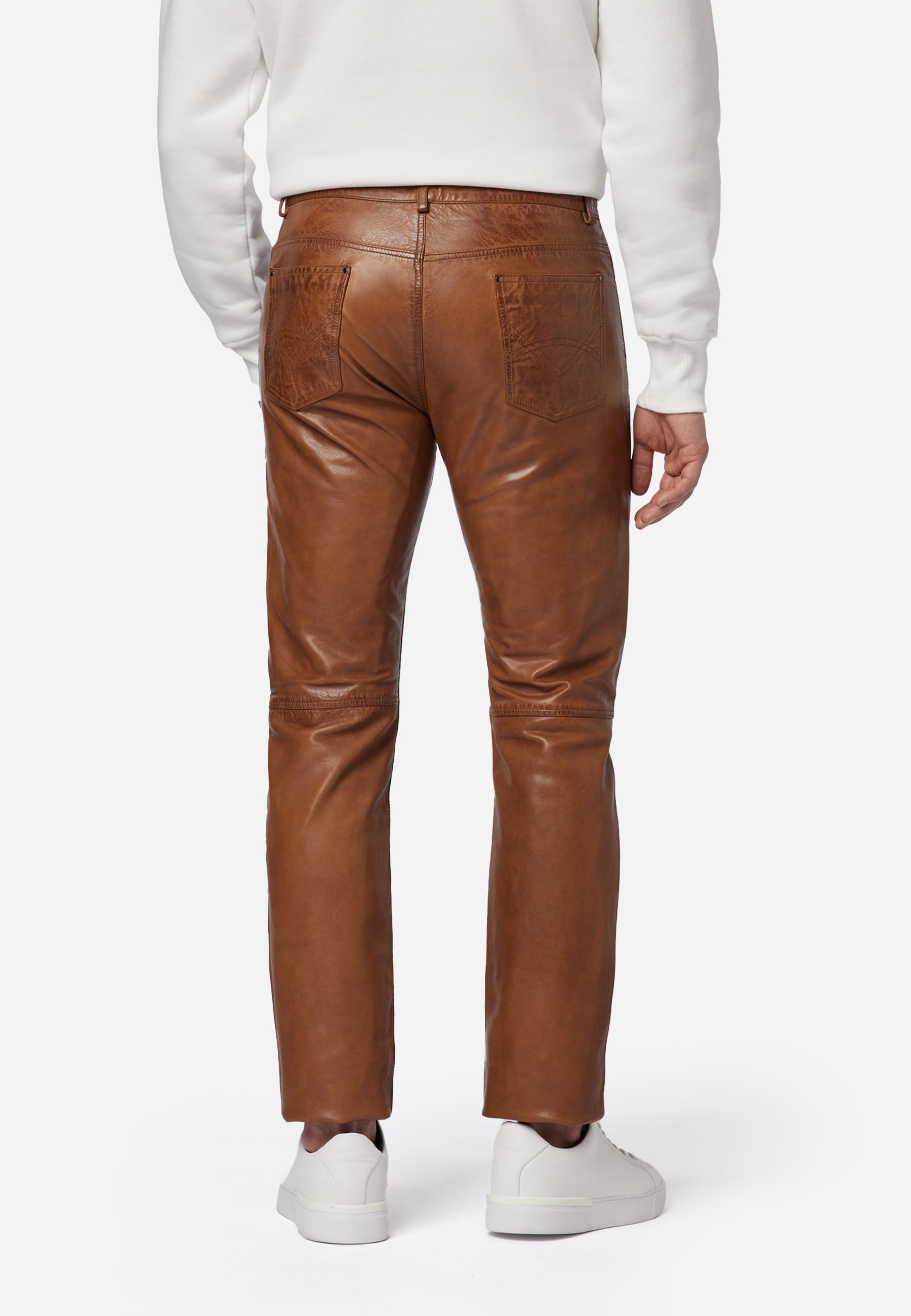 RICANO  Pantalon en cuir pour homme, Trant Pant, jeans en cuir à cinq poches en cuir d'agneau lavé. 