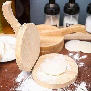 Northio Pressa per tortilla manuale in legno - rotonda - bianca  