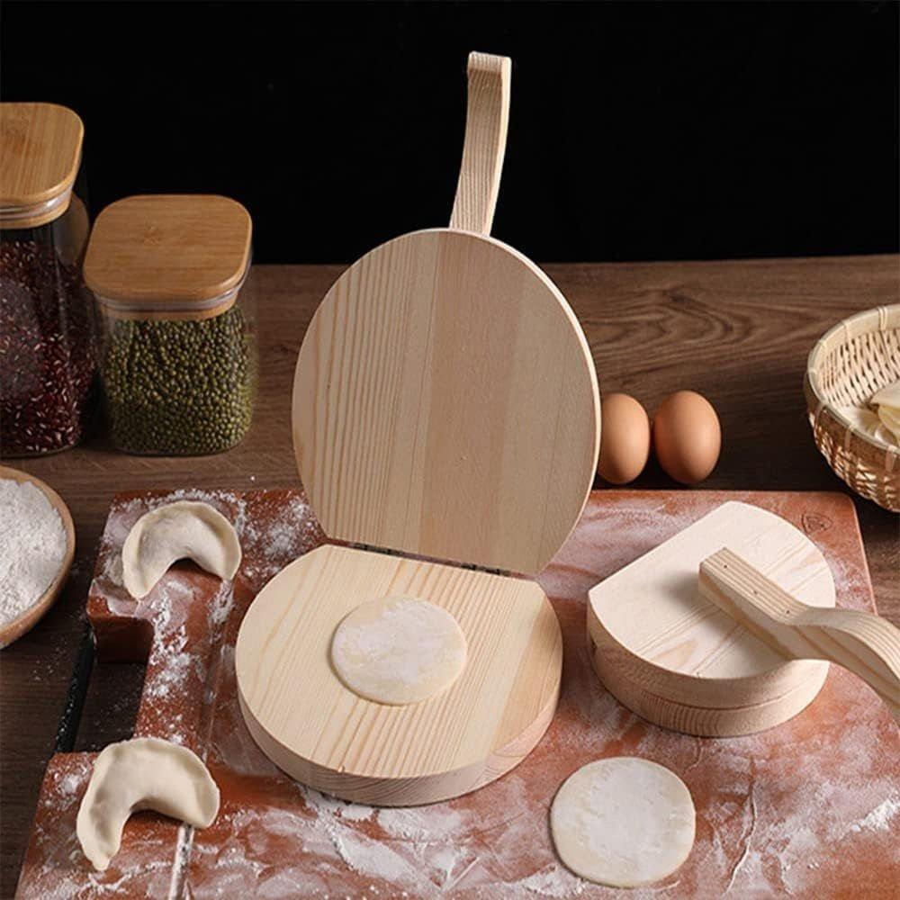 Northio Pressa per tortilla manuale in legno - rotonda - bianca  