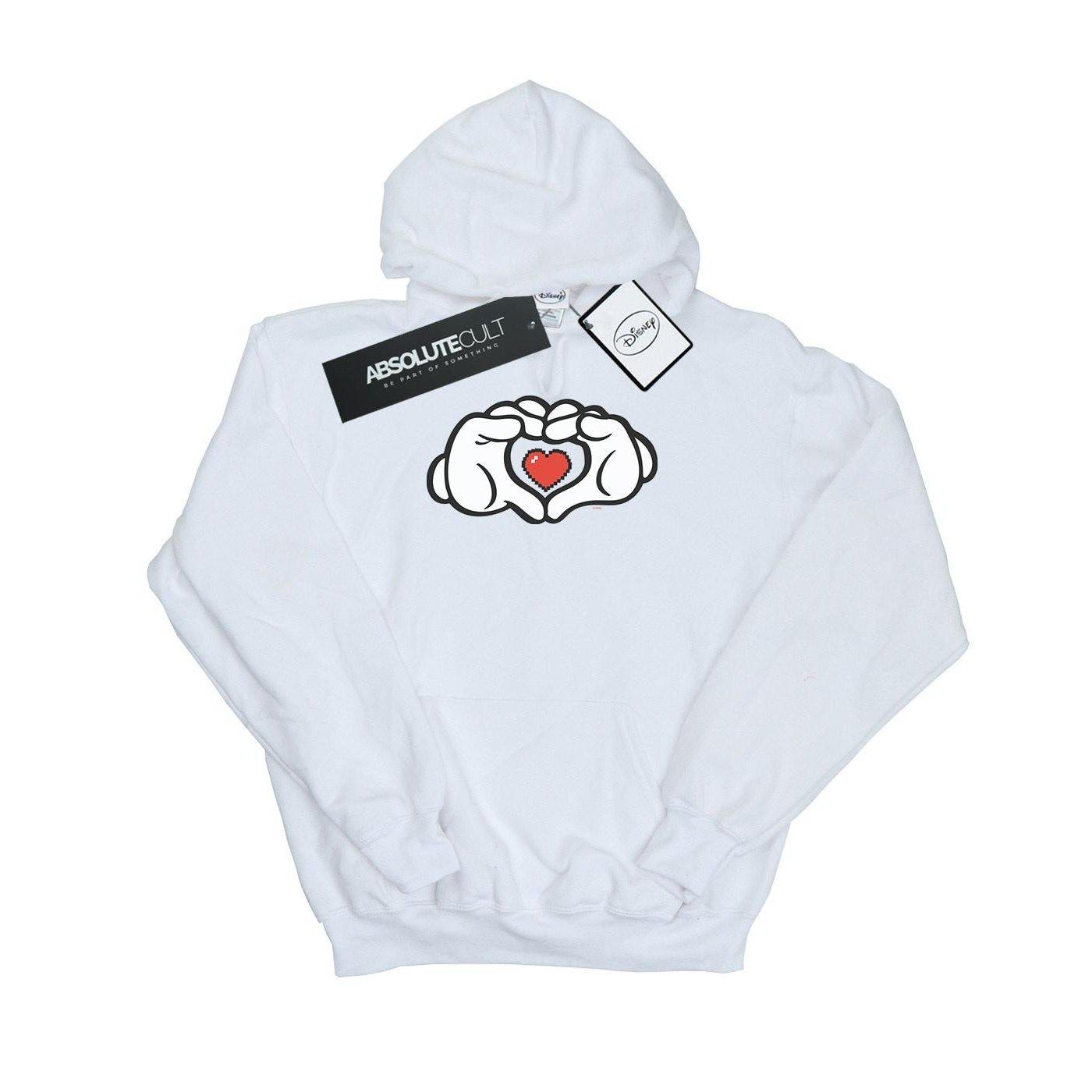 Image of Mickey Mouse Heart Hands Kapuzenpullover Herren Weiss M