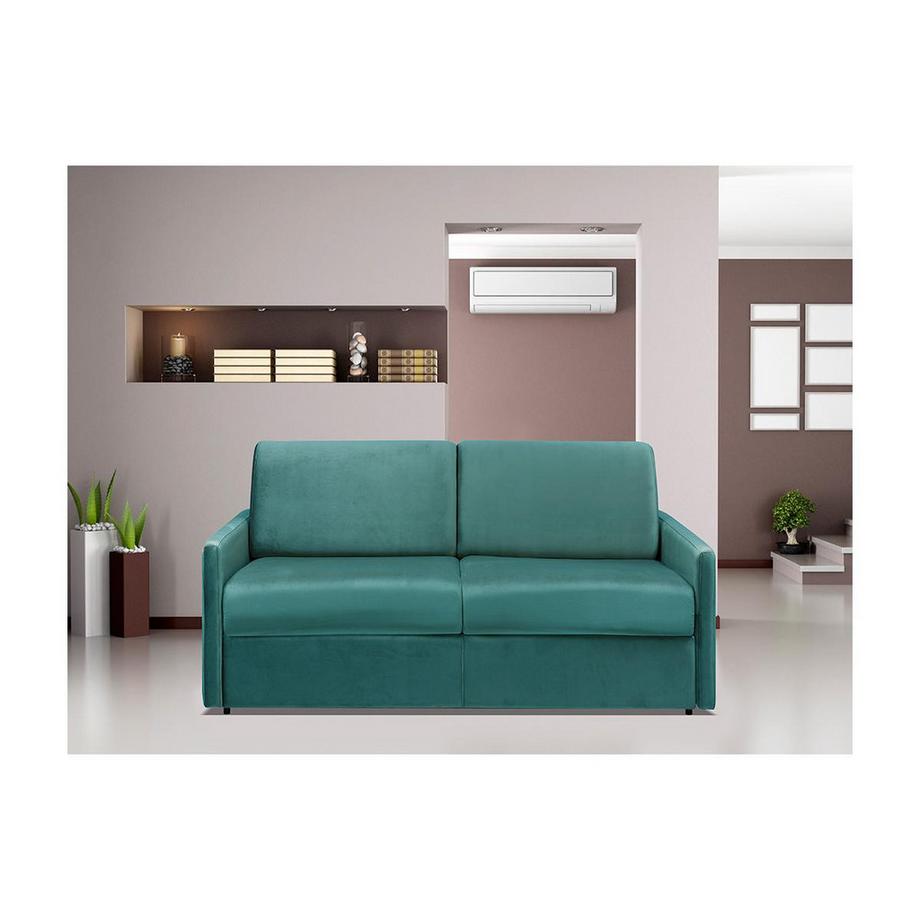 Vente-unique Canapé 3 places conible express en velours CALIFE menthe Couchage 1Matelas  