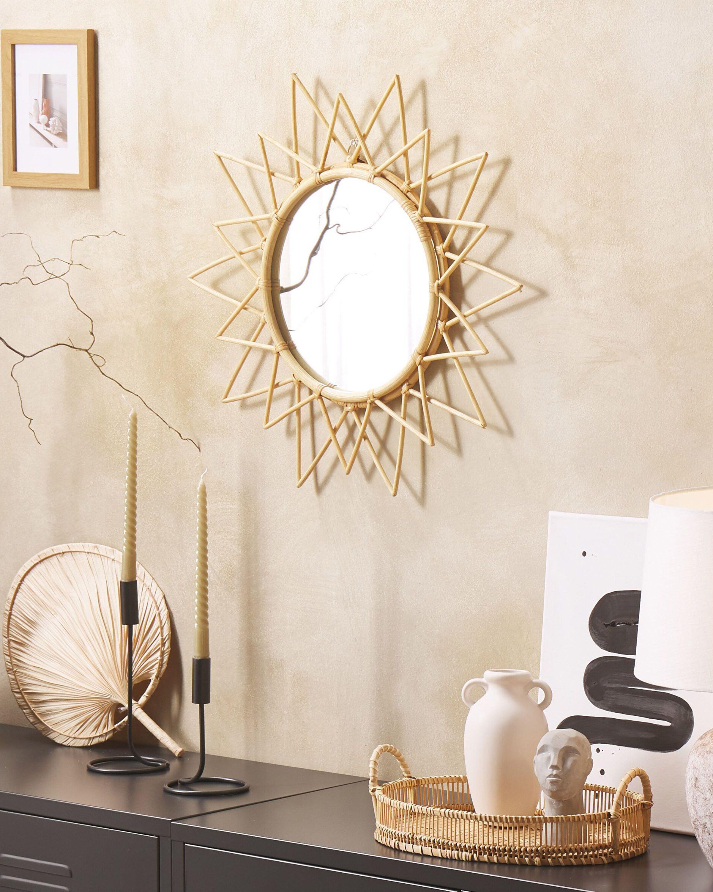 Beliani Miroir en Rotin Boho AROEK  