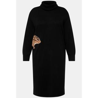 Ulla Popken Strickkleid Tiermotiv Rollkragen Langarm  