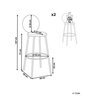 Beliani Lot de 2 tabourets de bar en Bouclé Moderne EMERY  