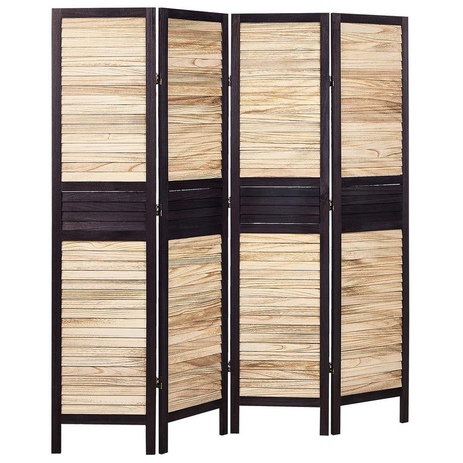 Beliani Raumteiler 4-teilig aus Paulownia-Holz Boho BRENNERBAD  