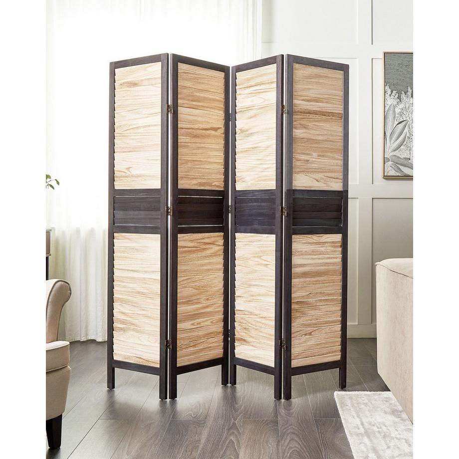 Beliani Raumteiler 4-teilig aus Paulownia-Holz Boho BRENNERBAD  
