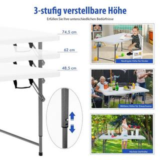 Northix Klapptisch Zweifach Zusammenklappbarer Picknicktisch mit Höhenverstellung Weiß  