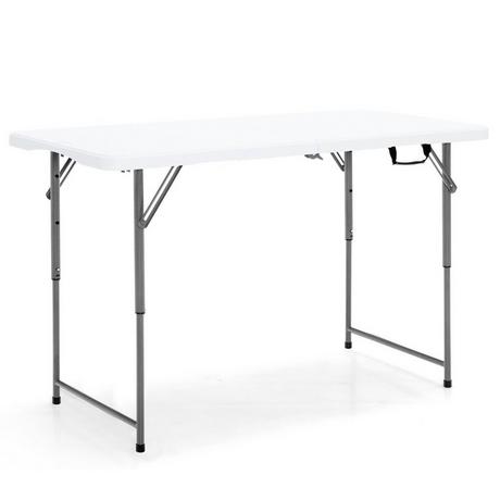 Northix Klapptisch Zweifach Zusammenklappbarer Picknicktisch mit Höhenverstellung Weiß  