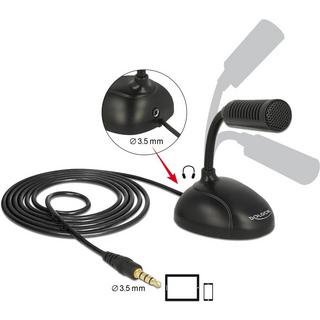 DeLock  USB Microphon für Smartphone /Tablet mit Schwanenhals, 3.5mm Stecker/Buchse,1.7m 