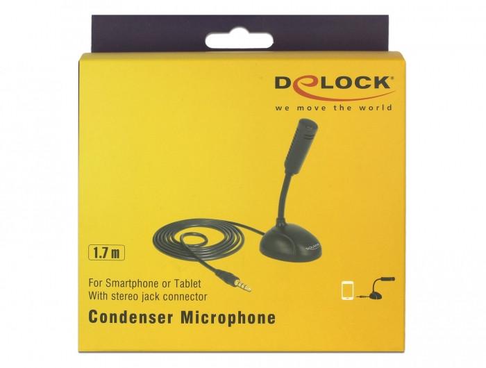 DeLock  USB Microphon für Smartphone /Tablet mit Schwanenhals, 3.5mm Stecker/Buchse,1.7m 