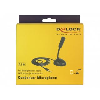 DeLock  USB Microphon für Smartphone /Tablet mit Schwanenhals, 3.5mm Stecker/Buchse,1.7m 