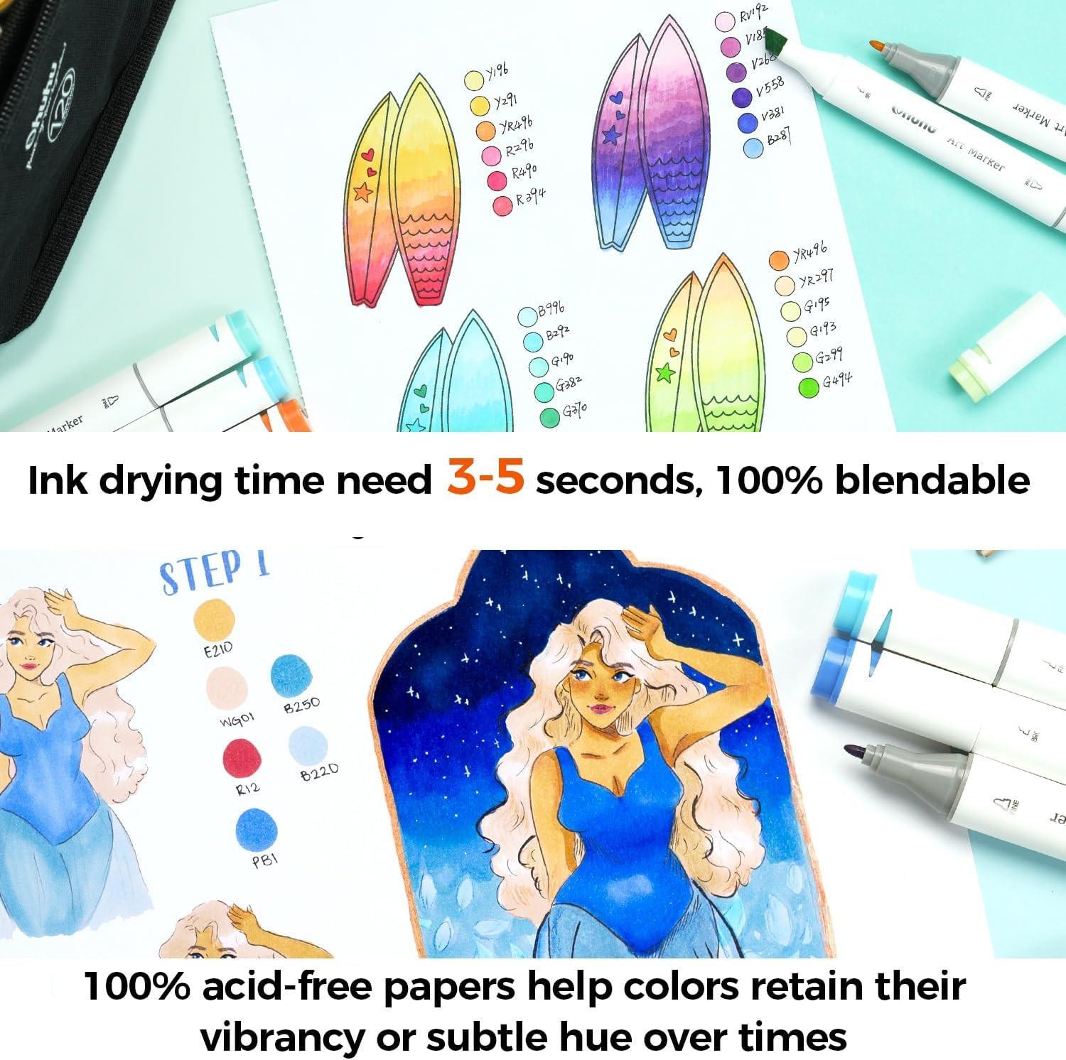 Ohuhu Carnet de croquis artistique 60 feuilles  