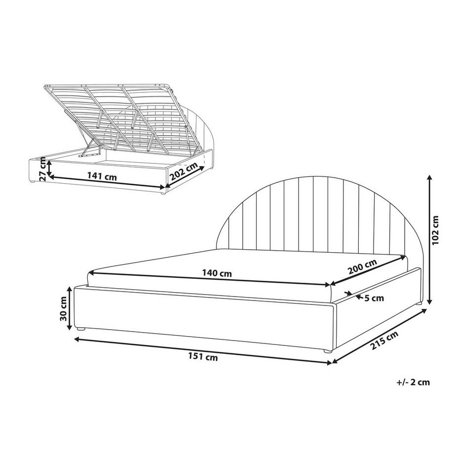 Beliani Lit ottoman en Bouclé Minimaliste CHADENET  