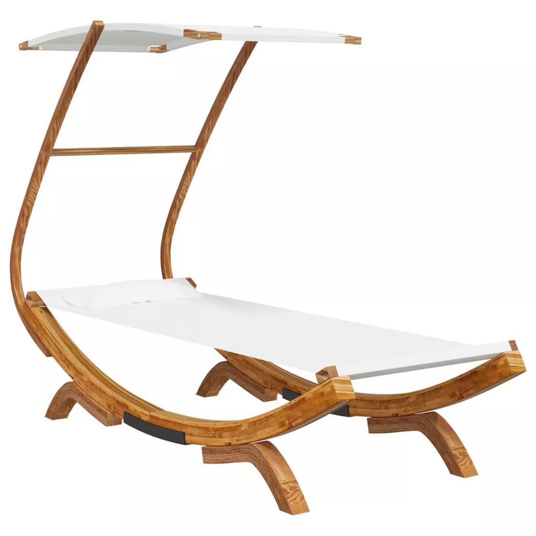 Lit repos avec auvent 100x190x134 cm Bois courbé massif Crème Vidaxl