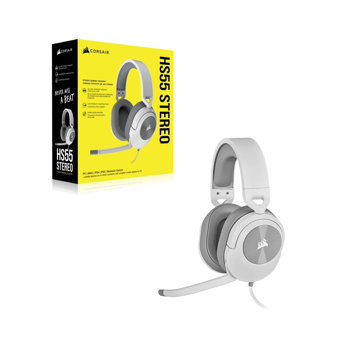 Corsair  HS55 STEREO Auricolare Cablato A Padiglione Giocare Bianco 