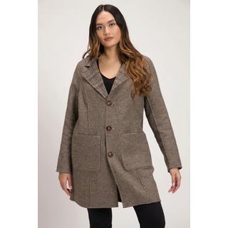 Ulla Popken  Manteau réversible, pied-de-poule/carreaux, col à revers, coutures viennoises 