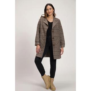 Ulla Popken  Manteau réversible, pied-de-poule/carreaux, col à revers, coutures viennoises 