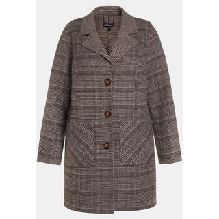 Ulla Popken  Manteau réversible, pied-de-poule/carreaux, col à revers, coutures viennoises 