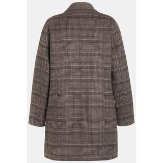 Ulla Popken  Manteau réversible, pied-de-poule/carreaux, col à revers, coutures viennoises 