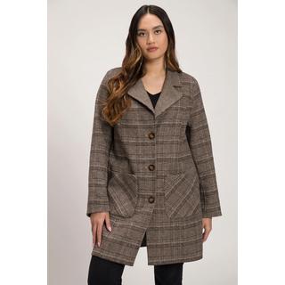 Ulla Popken  Manteau réversible, pied-de-poule/carreaux, col à revers, coutures viennoises 