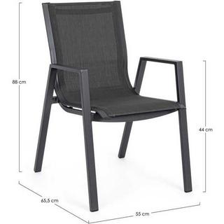 mutoni Chaise de jardin Pelagius avec accoudoirs anthracite  