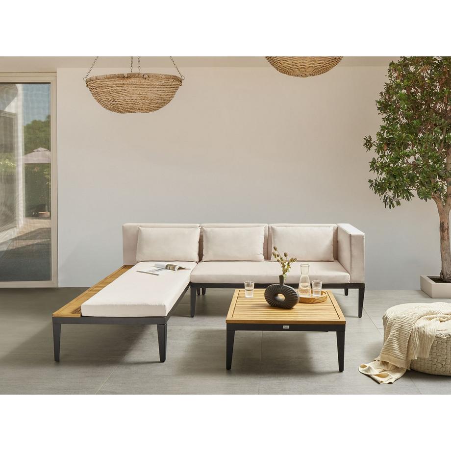 Beliani Ensemble de salon avec table en Bois d'acacia certifié FSC® Rustique BRACCIANO  