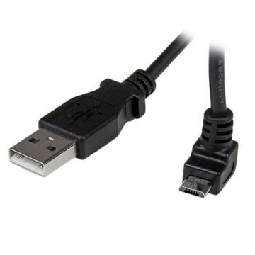 Câble Micro USB 2 m - A vers Micro B coudé 90° vers le haut