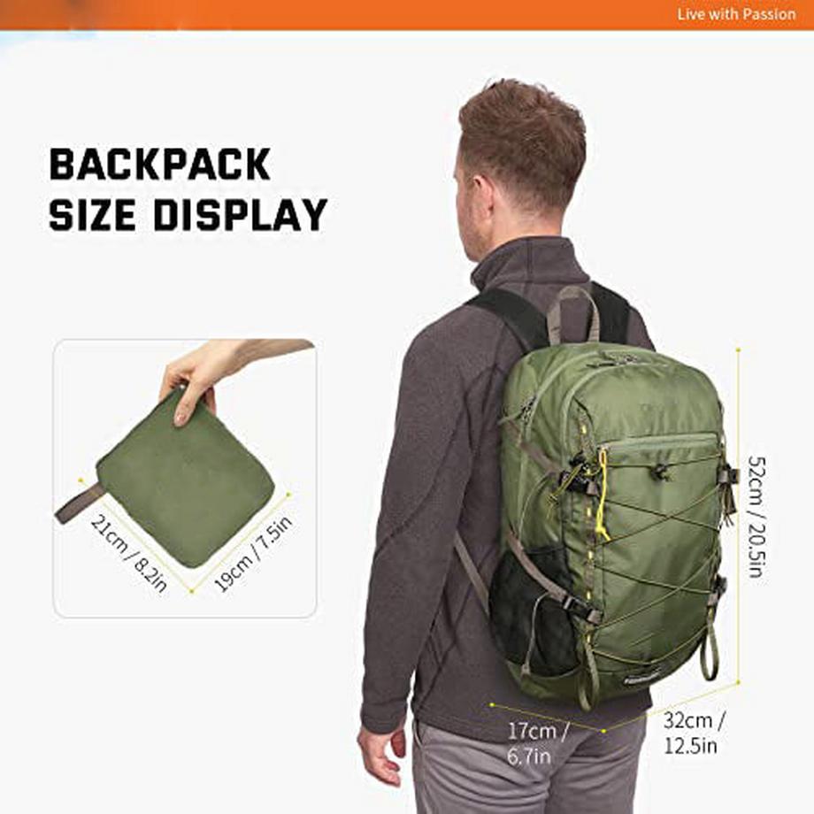 Only-bags.store Faltbarer Ultraleichter Packbarer Wasserdichter Wanderrucksack Reiserucksack  