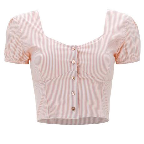 FREDDY Crop Top Rayé Manches Courtes  