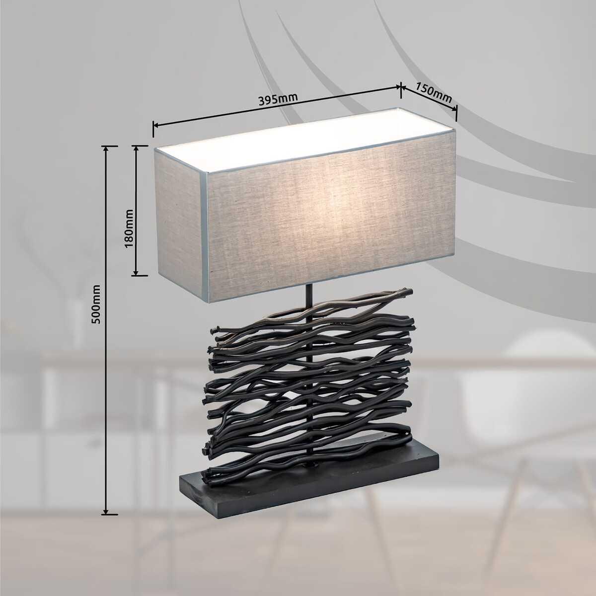 mutoni light Lampe de table Jamie bois noir 1xE27  