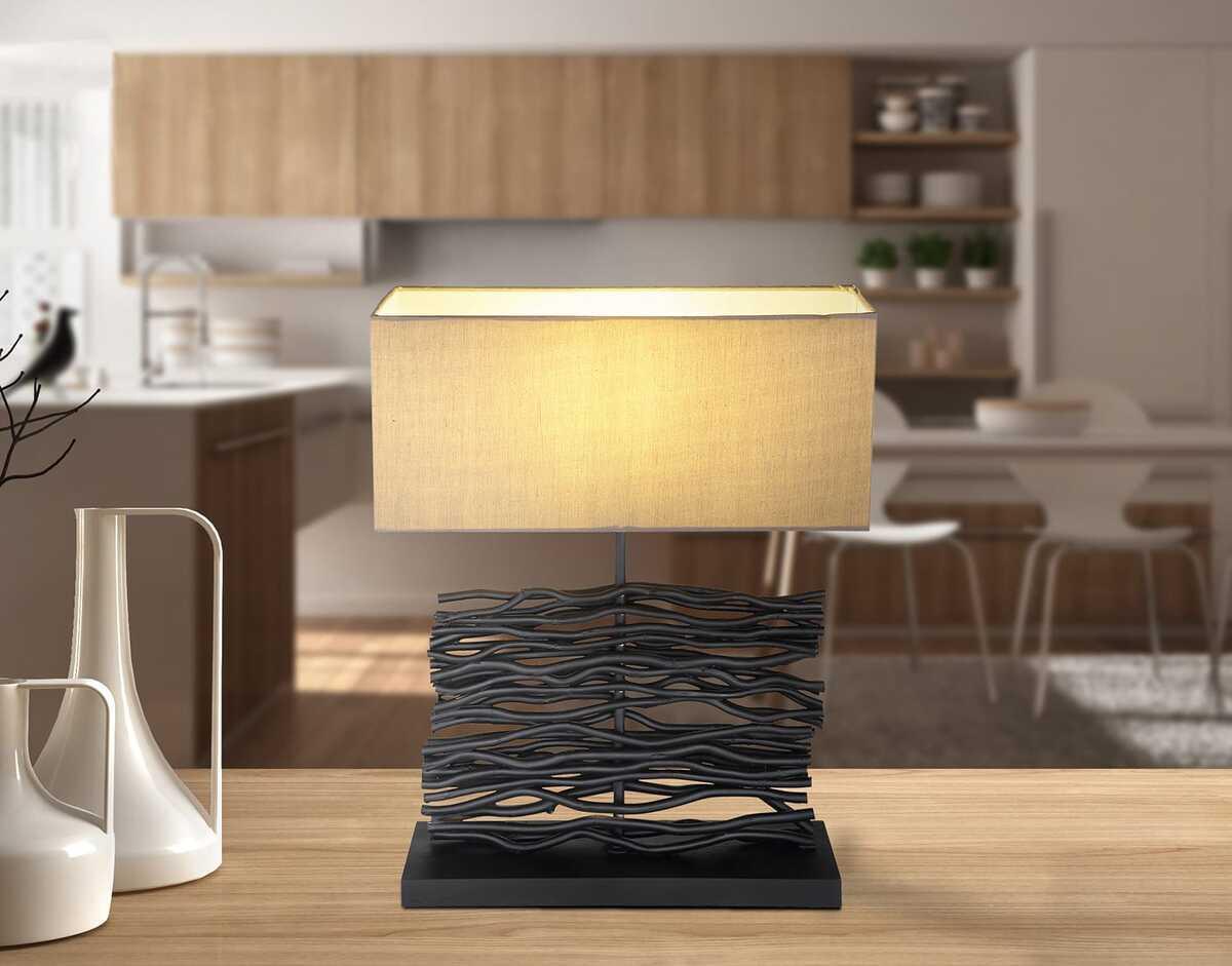 mutoni light Lampe de table Jamie bois noir 1xE27  