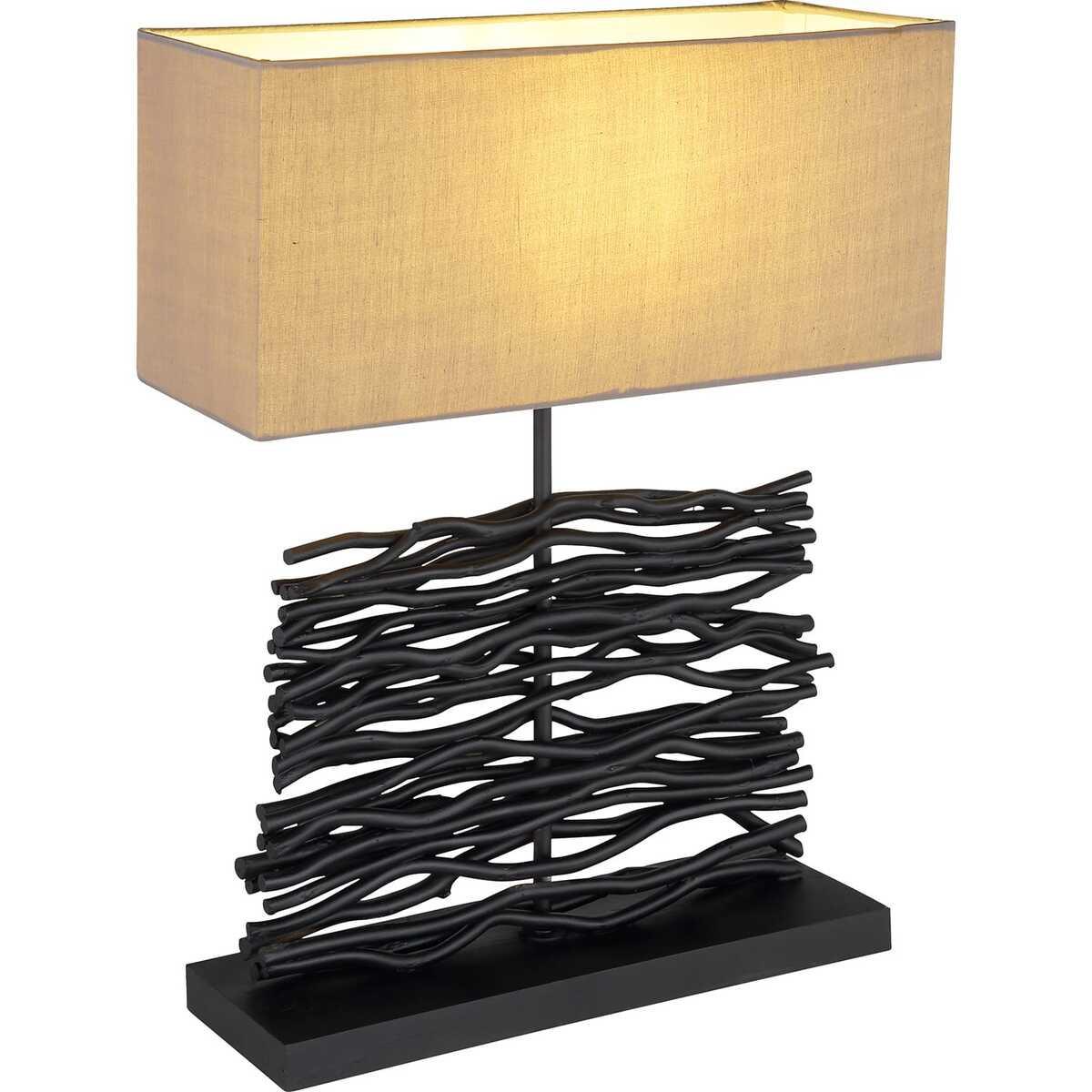 mutoni light Lampe de table Jamie bois noir 1xE27  